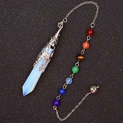 Opalite Opalite & Mixed Gemstone Bullet Pointed Dowsing Pendulums, Chakra Yoga Theme Jewelry for Home Display, 300mm