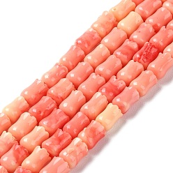 Saumon Clair Brins de perles teints en coquillage synthétique, fleur, saumon clair, 7.5~8x5~5.5mm, Trou: 1mm, Environ 52 pcs/chapelet, 15.55''~15.63'' (39.5~39.7 cm)