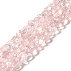 Cuarzo Rosa Natural aumentó de perlas de cuarzo hebras, piedra caída, pepitas, 8~13x7~10x5~6.5 mm, agujero: 0.7~1 mm, sobre 41~44 unidades / cadena, 15.94~16.14'' (40.5~41 cm)