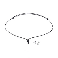 Черный Регулируемое корейское изготовление ожерелья из вощеного полиэстера, с 304 застежками из лобстера и зажимами из нержавеющей стали, чёрные, 21.26 дюйм ~ 27.32 дюйм (54~69.4 см)