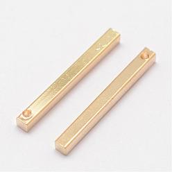 Golden Rack Plating Brass Pendants, Bar, Golden, 20x2x2mm, Hole: 1mm