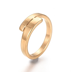 Oro Revestimiento iónico unisex (ip) 304 anillos de acero inoxidable para los dedos, dorado, 2.5x1.5 mm, diámetro interior: 16 mm