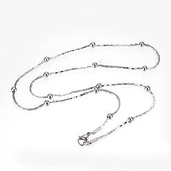 Stainless Steel Color 304 Stainless Steel Necklaces, with Lobster Clasps, Coreana Chain Necklaces, Stainless Steel Color, 20.03 inch(50.9cm), 1.2mm