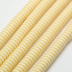 Marfil Perlas de imitación de color ámbar heishi resina hebras, disco / plano y redondo, blanco cremoso, 6x1.7~2 mm, agujero: 1.5 mm, sobre 182~195 unidades / cadena, 14.2 pulgada (36 cm)