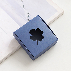Bleu Royal Boîte d'emballage carrée en carton avec fenêtre en forme de trèfle, pour emballage de bougies, coffret cadeau, bleu royal, 9.5x9.5x3 cm