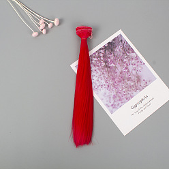 Rouge Foncé Cheveux longs et raides de coiffure de poupée de fibre à haute température, pour bricolage fille bjd making accessoires, rouge foncé, 25~30 cm