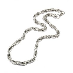 Stainless Steel Color Fashionable 304 Stainless Steel Rope Chain Necklaces for Men, with Lobster Claw Clasps, Stainless Steel Color, 23 inch~25 inch(58.4~63.5cm)x8mm
