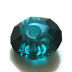 Cyan Oscuro Imitación perlas de cristal austriaco, aaa grado, facetados, plano y redondo, cian oscuro, 6x3.5 mm, agujero: 0.7~0.9 mm