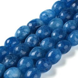 Bleu Dodger Malaisie naturelles perles de jade brins, facette, ovale, teint et chauffé, Dodger bleu, 10.5~13x8.5~10x7~10mm, Trou: 1.2mm, Environ 31~32 pcs/chapelet, 14.57''~15.16'' (37~38.5 cm)