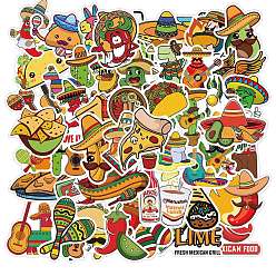 Mixed Color Cinco de Mayo PVC Adhesive Stickers, Cactus Sombrero Decals, for Suitcase, Skateboard, Refrigerator, Helmet, Mobile Phone Shell, Food, Mixed Color, 30~60mm, 50pcs/set