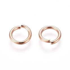Oro Rosa 304 de acero inoxidable anillos del salto abierto, oro rosa, 8x1.2 mm, diámetro interior: 5.5 mm