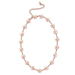 Rose Gold SHEGRACE Brass Link Necklaces, with Cable Chains, Daisy, Rose Gold, 14.57 inch(37cm)