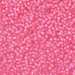 (970) Inside Color Crystal/Neon Pearl Pink Lined TOHO Round Seed Beads, Japanese Seed Beads, (970) Inside Color Crystal/Neon Pearl Pink Lined, 11/0, 2.2mm, Hole: 0.8mm, about 5555pcs/50g