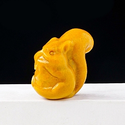 Желтый Нефрит Украшения дисплея натурального желтого нефрита, для украшения дома, белка, 27x29 мм