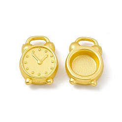 Matte Gold Color Rack Plating Alloy Charms, Cadmium Free & Lead Free & Nickle Free, Alarm Clock, Matte Gold Color, 13x9.5x3mm, Hole: 2x4mm