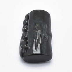 Obsidienne Pendentifs en obsidienne naturelles, 32x18x10.5mm, Trou: 1.5mm