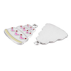 Hot Pink Alloy Enamel Pendants, Cadmium Free & Lead Free, Cake, Hot Pink, 23.5x19.5x1.5mm, Hole: 2mm