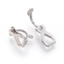 Stainless Steel Color 304 Stainless Steel Clip-on Earrings Components, Stainless Steel Color, 12~12.5x8~8.5x6mm, Hole: 1.2mm