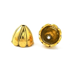 Oro Antiguo De aleación de estilo tibetano de múltiples pétalos tapas de cuentas, sin cadmio y níque y plomo, oro antiguo, 17.5x16 mm, agujero: 2 mm, diámetro interior: 13 mm, sobre 125 PC / 1000 g