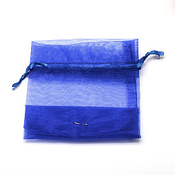 Королевский синий Сумочки из органзы, высокая плотность, прямоугольные, королевский синий, 12x9 см