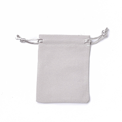 Gris Foncé Pochettes en velours, sacs à cordonnet, gris foncé, 15~15.2x12~12.2 cm