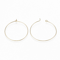 Real 18K Gold Plated Brass Hoop Earrings Findings, Wine Glass Charms, Real 18K Gold Plated, 22 Gauge, 44.5x41x4mm, Pin: 0.6mm