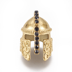Golden 304 Stainless Steel Rhinestone Beads, Gladiator Helmet, Golden, 15x10x12mm, Hole: 2.2mm