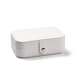White PU Leather Jewelry Boxes, Portable Jewelry Storage Case, for Ring Earrings Necklace, Rectangle, White, 16x11.6x5.8cm