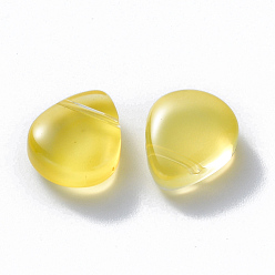 Yellow Baking Painted Glass Beads, Top Drilled Beads, Imitation Jade, Teardrop, Yellow, 12.5x10.5x5.5mm, Hole: 0.9mm