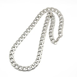Stainless Steel Color 304 Stainless Steel Curb Chain/Twisted Chain Necklaces, with Lobster Claw Clasps, Stainless Steel Color, 23 inch~25 inch(58.4~63.5cm), 12mm