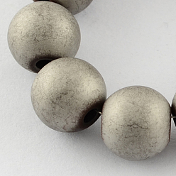 Plaqué Argent Non-magnétiques perles d'hématite synthétique brins, givré, Grade a, perles rondes pour la fabrication de bracelets, Plaqué Argent, 8mm, Trou: 1.4mm, Environ 55 pcs/chapelet, 15.5 pouce