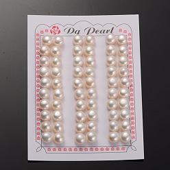 Bisque Natural Cultured Freshwater Pearl Beads, Half Drilled, Rondelle Bisque, 8.8~9x8mm, Hole: 0.8mm