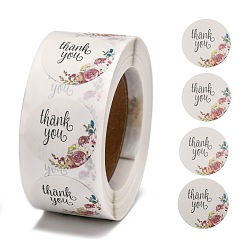 Colorful DIY Scrapbook, 1 Inch Thank You Stickers, Decorative Adhesive Tapes, Flat Round with Word Thank You, Colorful, 25mm, about 500pcs/roll