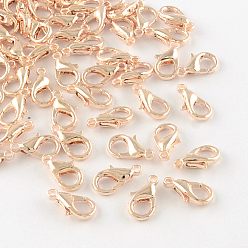 Rose Gold Zinc Alloy Lobster Claw Clasps, Parrot Trigger Clasps, Cadmium Free & Lead Free, Rose Gold, 10x6mm, Hole: 1mm