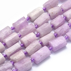 Kunzite Natural Kunzite Beads Strands, Spodumene Beads, Column, Faceted, Frosted, 8~12x6~7mm, Hole: 1mm, about 31~35pcs/strand, 15.7~16.1 inch(40~41cm)