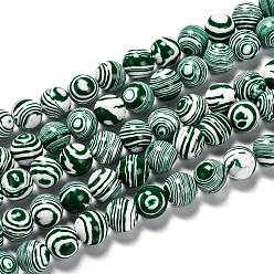 Verde Perlas de malaquita sintética hebras, teñido, rondo, verde, 10 mm, agujero: 1 mm, sobre 38 unidades / cadena, 14.96 pulgada (38 cm)