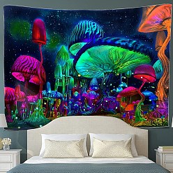 Others Mushroom Polyester Wall Tapestry, Rectangle Trippy Tapestry for Wall Bedroom Living Room, Night, 1300x1500mm