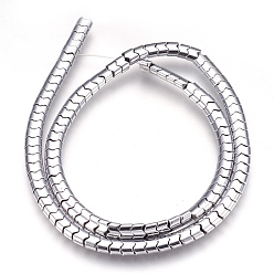 Platinum Plated Electroplate Non-magnetic Synthetic Hematite Bead Strands, Polished, Wave, Platinum Plated, 5.5x4x3mm, Hole: 1mm, about 120~122pcs/strand, 15.7 inch~16.1 inch(40~41cm)