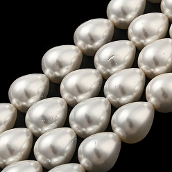 Blanc Brins de perles de coquille de larme, blanc, 14~16x12mm, Trou: 1.2mm, Environ 26 pcs/chapelet, 15.74 pouce