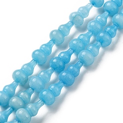 Deep Sky Blue Natural White Jade Beads Strands, Dyed, Gourd, Deep Sky Blue, 17.5~18.5x9.5~10mm, Hole: 1.2mm, about 23~24pcs/strand, 16.14~16.34 inch(41~41.5cm)