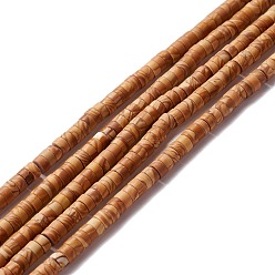 Wood Lace Stone Natural Wood Lace Stone Beads Strands, Flat Round, 4~4.5x2~2.5mm, Hole: 0.8~1mm, about 155~172pcs/strand, 15.12 inch~15.55 inch(38.4~39.5cm) 