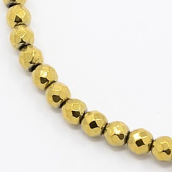 Golden Plated Grade A Electroplate Magnetic Synthetic Hematite Round Beads Strands, Golden Plated, 3x3mm, Hole: 1mm, about 128pcs/strand, 15.7 inch