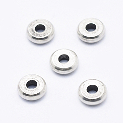 Antique Silver Brass Spacer Beads, Long-Lasting Plated, Cadmium Free & Nickel Free & Lead Free, Flat Round, Antique Silver, 5x1.5mm, Hole: 1mm