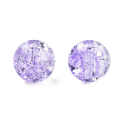 Lilac Transparent Crackle Acrylic Beads, Round, Lilac, 10mm, Hole: 2mm, about 943pc/500g