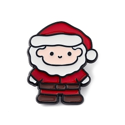 Santa Claus Pin emanel tema navideño, Broche de aleación negra de electroforesis para ropa de mochila, santa claus, 28.3x24x1.5 mm