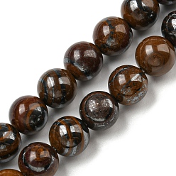 Tiger Iron Natural Yellow Tiger Iron Beads Strands, Round, 8~8.5mm, Hole: 1.4mm, about 45pcs/strand, 14.84~14.96 inch(37.7~38cm)