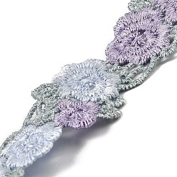 Medium Purple 15 Yards Flower Polyester Lace Ribbon, Flat Floral Lace Trim, for Garment Accessories, Medium Purple, 7/8 inch(22mm)