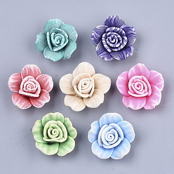 Mixed Color Handmade Polymer Clay Beads, Flower, Mixed Color, 28~32x14~17mm, Hole: 2mm