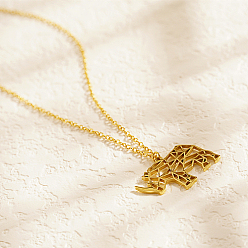 Золотой Подвеска из нержавеющей стали ожерелья, полый носорог оригами, золотые, 17.72 дюйм (45 см)
