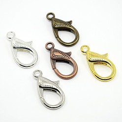 Mixed Color Tibetan Style Alloy Lobster Claw Clasps, Mixed Color, 30x15x4mm, Hole: 3mm